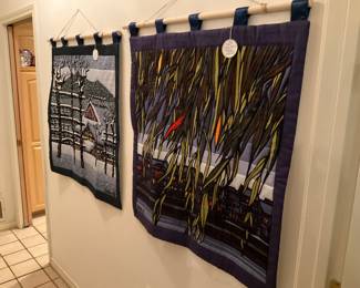 Clifton Karhu Japanese-inspired woodblock textile art.