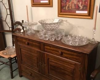 American Fostoria punch bowl and cake stand.