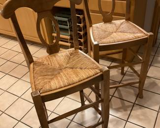 Pottery Barn keyhole-back bar stools. (25 1/2” from floor to top of seat)