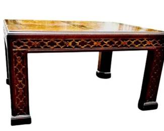 Chinese Chippendale Style Burl Wood Coffee Table