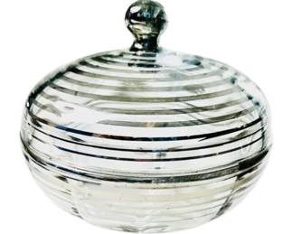 Vintage Glass Accent Piece - Clear Glass With Silver Striping