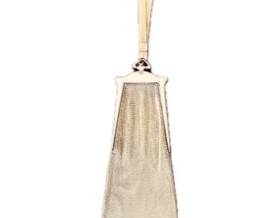 Antique Whiting & Davis Mesh Bag With Detailed Frame, Cabochon Clasp, Wrist Band - Signed