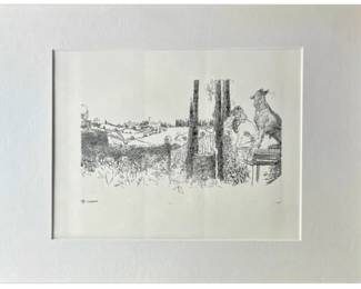 Ink Sketch Of A Mediterranean Villa - Signed "Case"