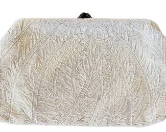 Belgian Clutch Purse - Intricately Beaded & Patterned - Silk Interior With Pocket Signed "Made In Belgium"