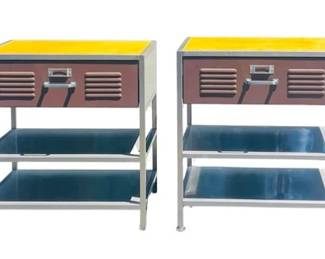 Metal Side Tables With Wooden Veneer Tops