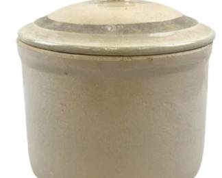 Vintage Stoneware Lidded Salt Glaze Crock