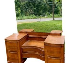 Vintage Vanity With Mirror - Beautiful Curved Drawers