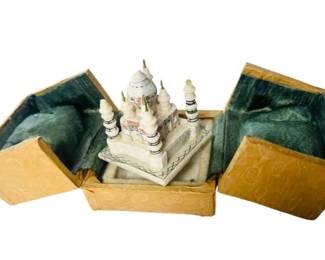 Vintage Hand Carved Soapstone Alabaster Art Souvenir In Box Hagia Sophia Mosque