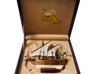 Model Sailing Ship & Wooden Box