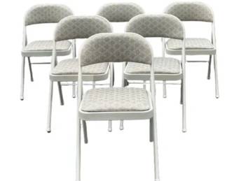 Six Cushioned Folding Metal Chairs (6)