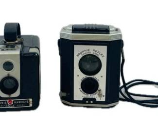 Two Vintage Kodak/Brownie Cameras -Hawkeye Flash Relfex Synchto