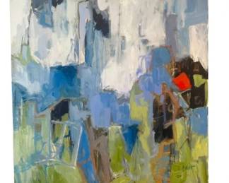 Acrylic On Canvas Red Spot By Darien Artist Britt Bair