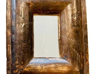 Vintage Small Ceramic Mirror - Looks Like Wood