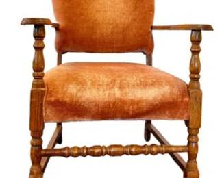 Vintage Chair With Original Velvet Upholstery - Very Sturdy And Comfortable