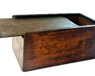 Vintage Sliding Box With Chess Pieces