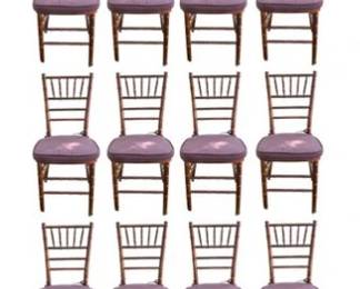 12 Bamboo Style Wood Catering Chairs With Chocolate Brown Removable Tieback Cushions