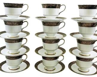 Vintage Sango Hampton (Pattern 3758) - Set Of Twelve Cups And Saucers