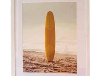 Framed Image Of Surf Board On Beach
