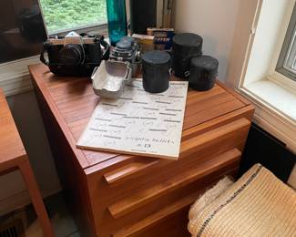 Cameras, Camera Accessories, Wooden Side Cabinet 