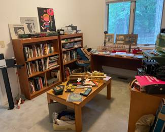 Bookshelf, Books, Wooden Coffee Table
