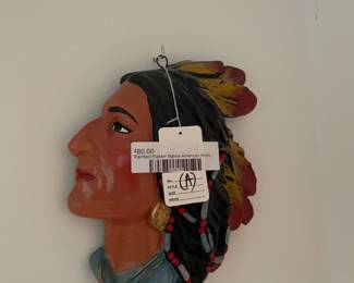 Painted Plaster Native American Profile 