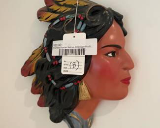 Painted Plaster Native American Profile 