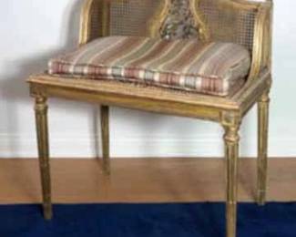 Antique French Carved And Gilt Wood Dressing Bench, Louis XV Style.