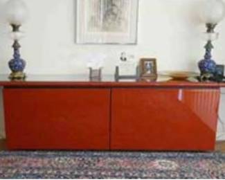 003 CustomMade and Designed RedLaquered Wood Credenza, Ming Style.