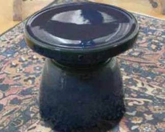 Three Blue Ceramic Stools 