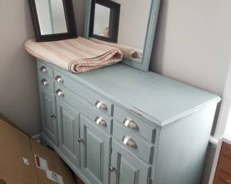 6-drawer breakfront with matching mirror; small mirror; area rug