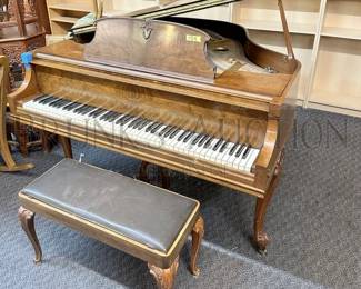 WURLITZER BABY GRAND PIANO WITH BENCH