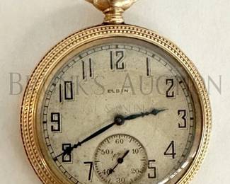 ELGIN POCKET WATCH IN DOME GLASS DISPLAY