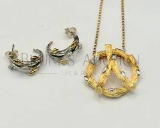 DIAMOND, STERLG NECKLACE & EARRINGS