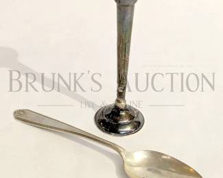.925 STERLINGWEIGHTED CANDLE STICK AND SERVING SPOON