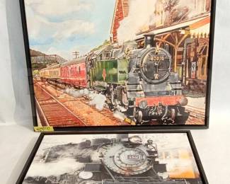 (2) STEAM ENGINE TRAINS WRAPPED CANVAS PICTURES