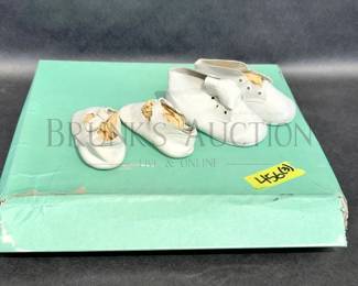 (2) PAIRS OF BABY SHOES WITH A VINTAGE UNUSED BABY BOOK