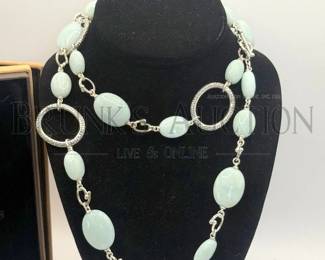 STERLING, AQUAMARINE NECKLACE