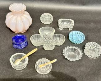 GROUP OF GLASS SALT DIPS