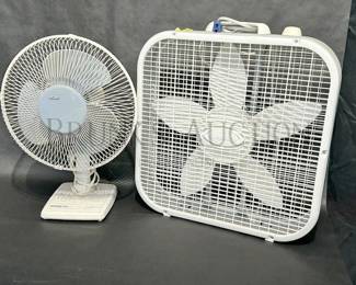 (2) BOX FAN & TABLETOP FAN