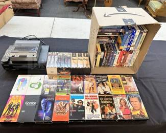 PANASONIC VHS PLAYER AND VHS TAPES
