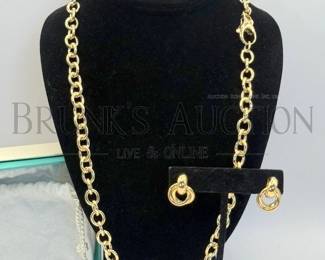 NWOT GOLDEN NECKLACE, EARRINGS