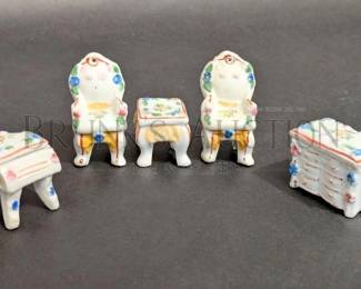 (5PC) PORCELAIN DOLLHOUSE FURNITURE