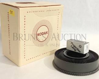 KODAK CAROUSEL PROJECTOR AND SLIDE & PROJECTION LAMP