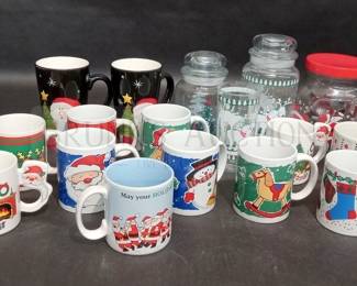CHRISTMAS COFFEE MUGS & HOLIDAY COOKIE JARS