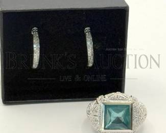 STERLING, CZ EARRINGS & RING