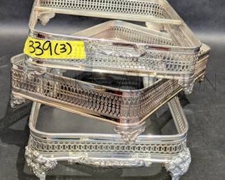 (3) SILVERPLATE RETICULATED SERVING TRAYS