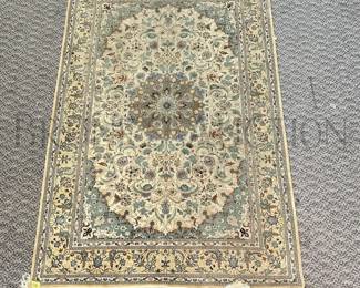 HAND MADE SILK RUG WITH FRINGE