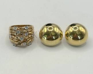 STERLING, VERMEIL RING & EARRINGS