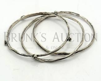 (3) STERLING SILVER BANGLE BRACELETS