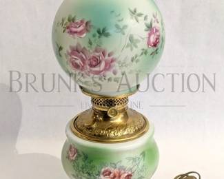 VICTORIAN HANDPAINTED HURRICANE LAMP
